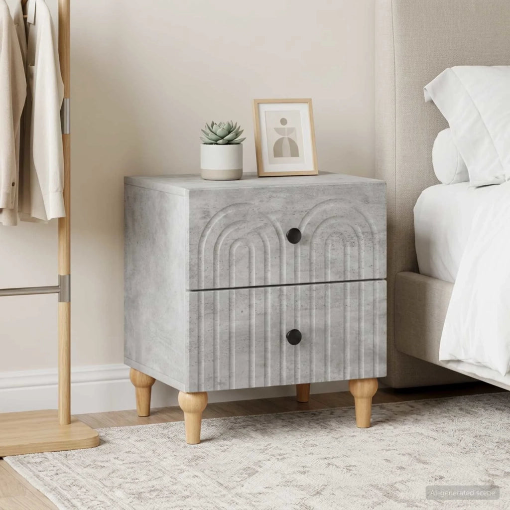 Armadio da Notte 2 pz Grigio Cemento 43 x 34,5 x 48 cm 894072