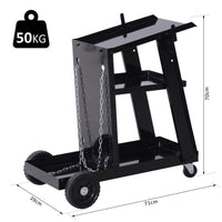 Carrello Porta Utensili Attrezzi a 3 Ripiani 4 Ruote Max 50kg Nero 71x70x39 cm