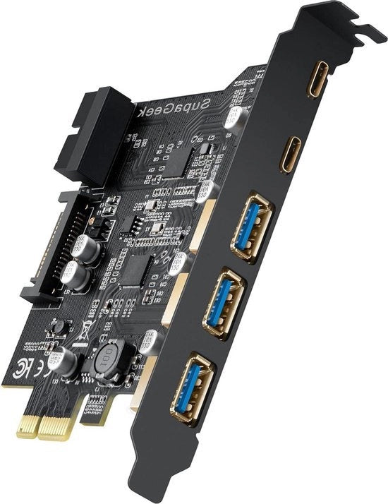 Carta di espansione PCI-E 5 porte USB 3.0 (2 porte USB-C e 3 porte USB-A) - convertitore PCI Express USB - hub interno USB3 convertitore - desktop PC Windows 10/8/7