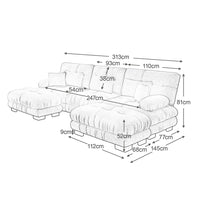 Divano angolare modulare - Xylo - Forma U extra large, trasformabile con pouf, chenille grigio