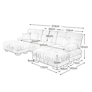 Divano angolare modulare - Xylo - Forma U extra large, trasformabile con pouf, chenille grigio