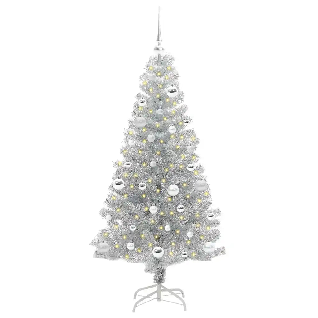 Albero di Natale con 150 LED con supporto Argento 150 cm PET 3396666