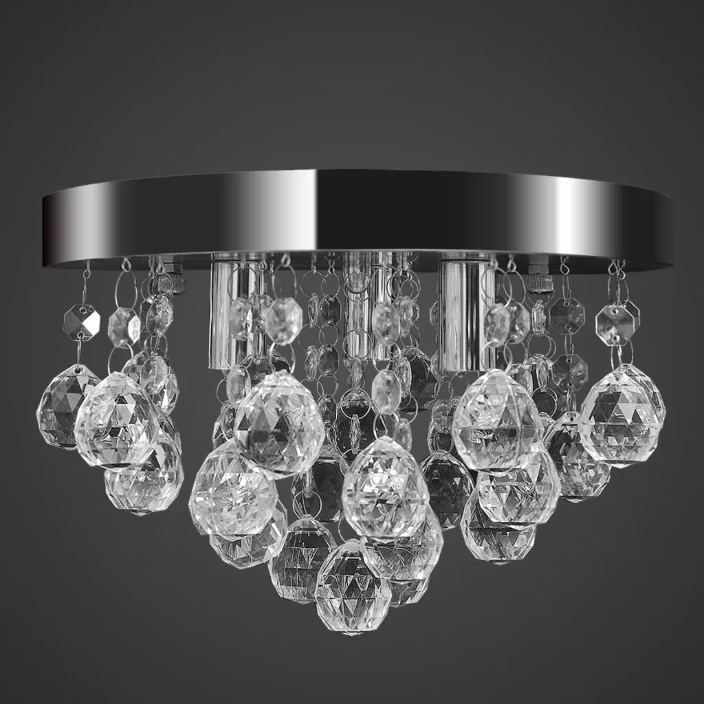 Lampada di Soffitto Pendente in Cristallo Lampadario Cromato 240688