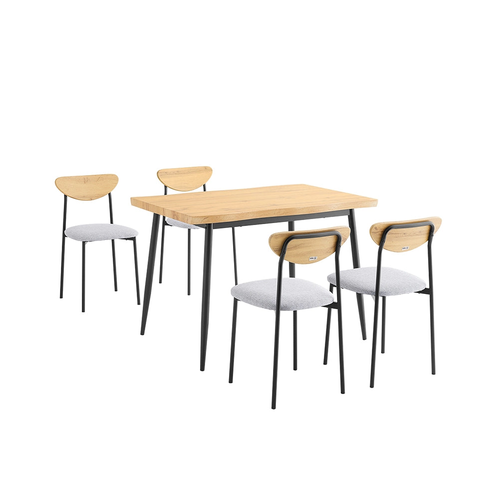 SoBuy Set Tavolo da Pranzo 5 Pezzi con 4 Sedie Comode, Tavolo da Cucina Compatto per Piccoli Spazi, Tavolo con Sedie Ideale per Sala da Cucina, Pranzo, Soggiorno, Balcone e Arredo Esterno OGT52-N