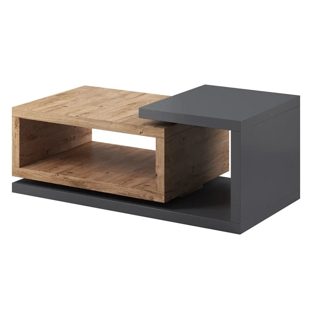 Tavolino da salotto design collezione BERGAMO. Colori rovere e grigio antracite. Stile design.