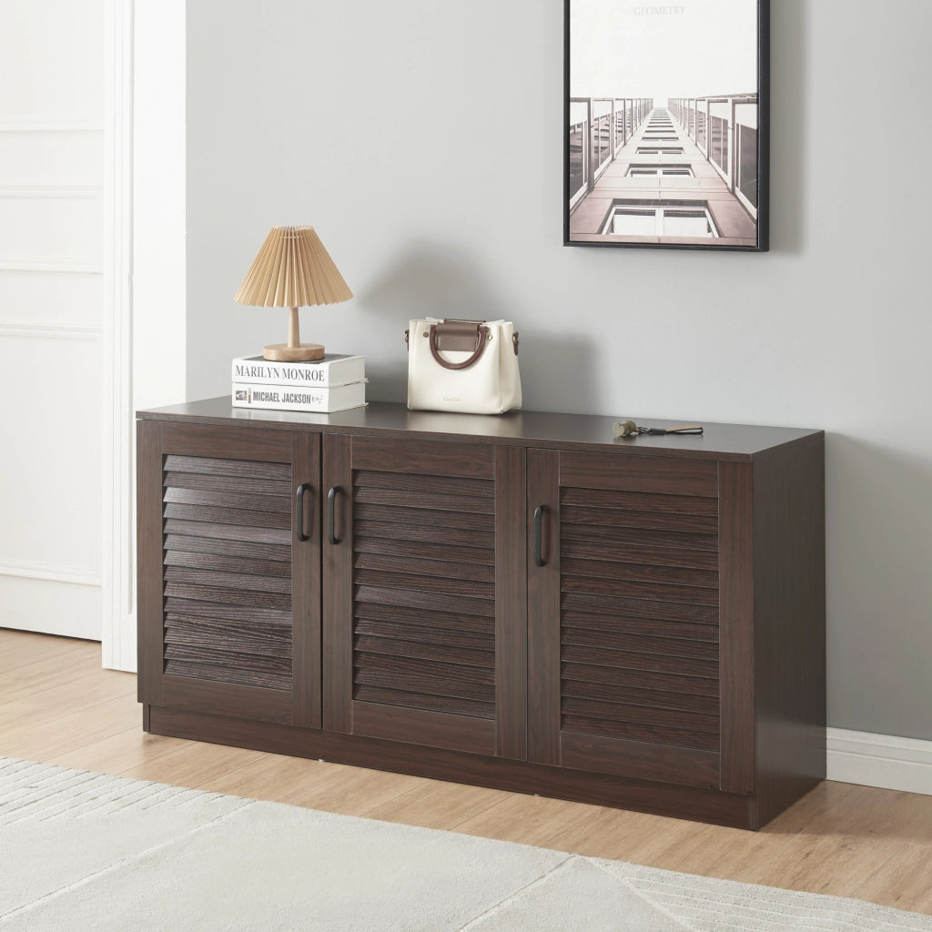 Armadio Scarpiera Løten con Ante a Persiana 62 x 125 x 36 cm Wengè [en.casa]