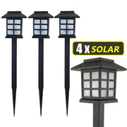 Trade Shop - 4x Lampade A Led Da Giardino Stile Lanterna Paletti Ricarica Solare 38 X 9 X 9cm -