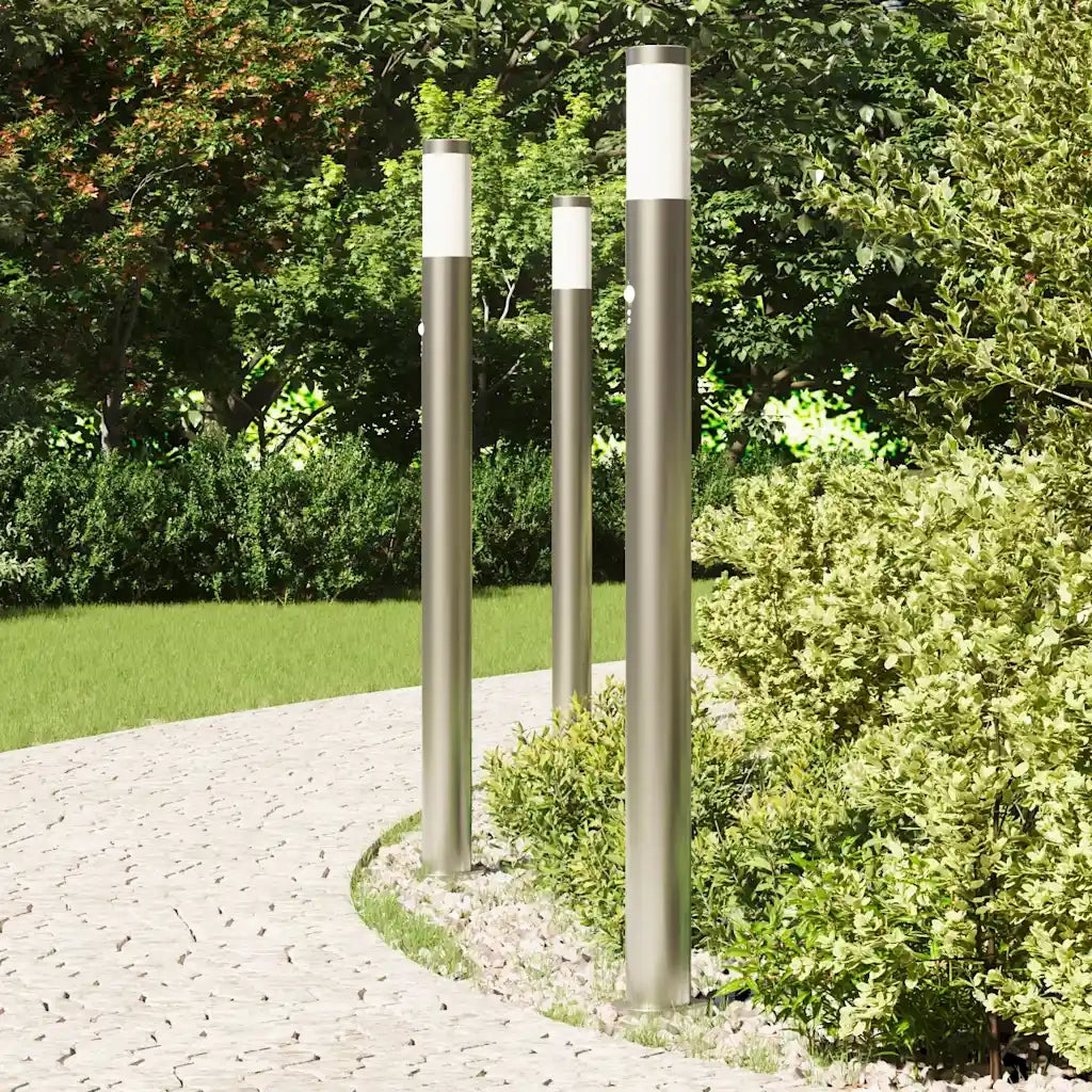 Lampioni a paletto con sensore 3 pz 110 cm Acciaio Inox IP44 4006010