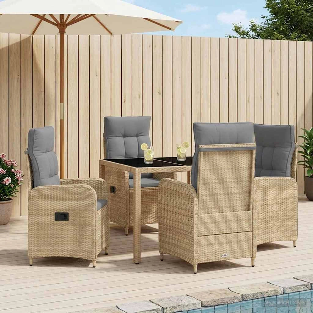 Set da pranzo per esterni 5 pz Beige e Grigio Chiaro polyrattan 3422335