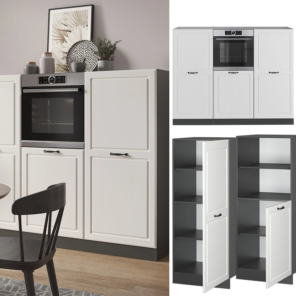 Cucine componibili piccole R-Line Bianco rustico/Antracite 180 cm senza piano di lavoro Vicco