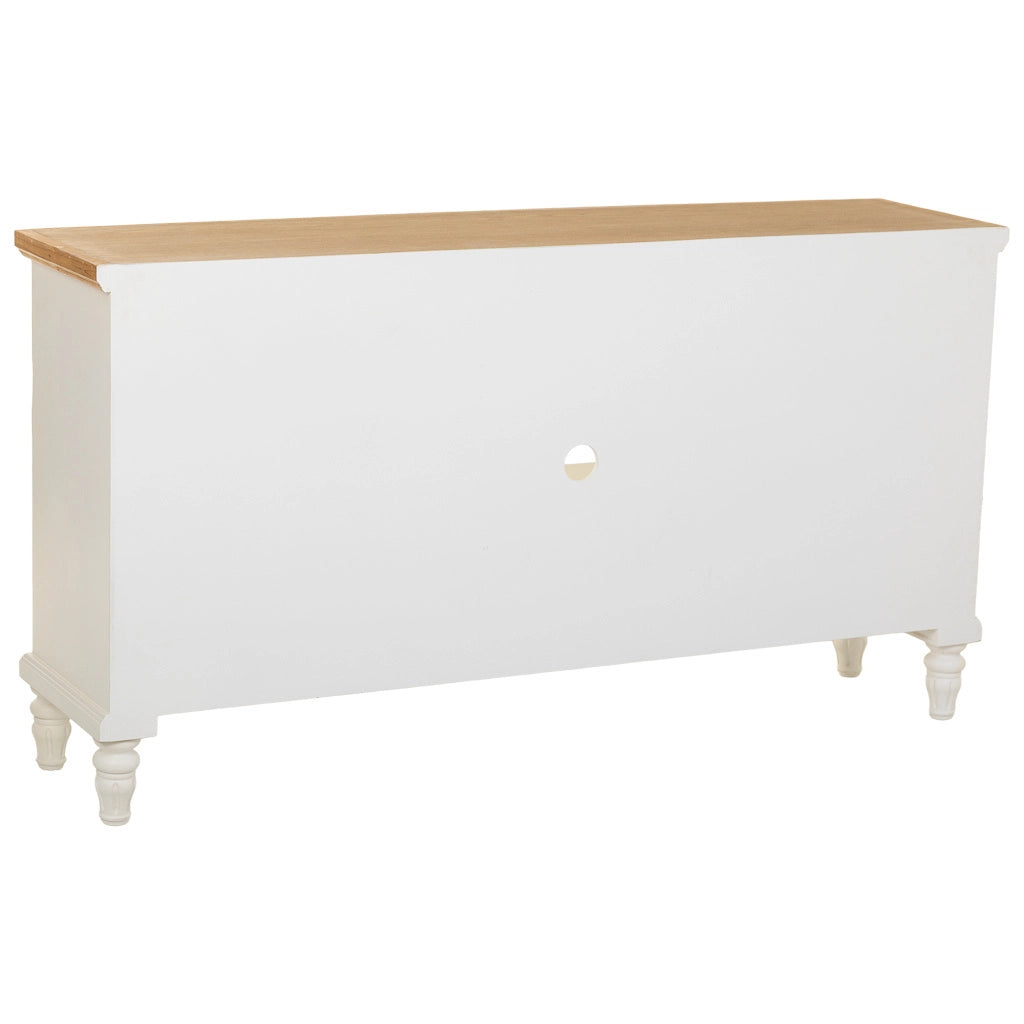 Credenza in legno bianco con 2 ante e 1 cassetto 150x36x80h cm