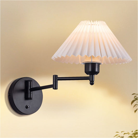 ZMH Applique da parete per interni in tessuto bianco E27 con paralume retrò per scala della camera da letto