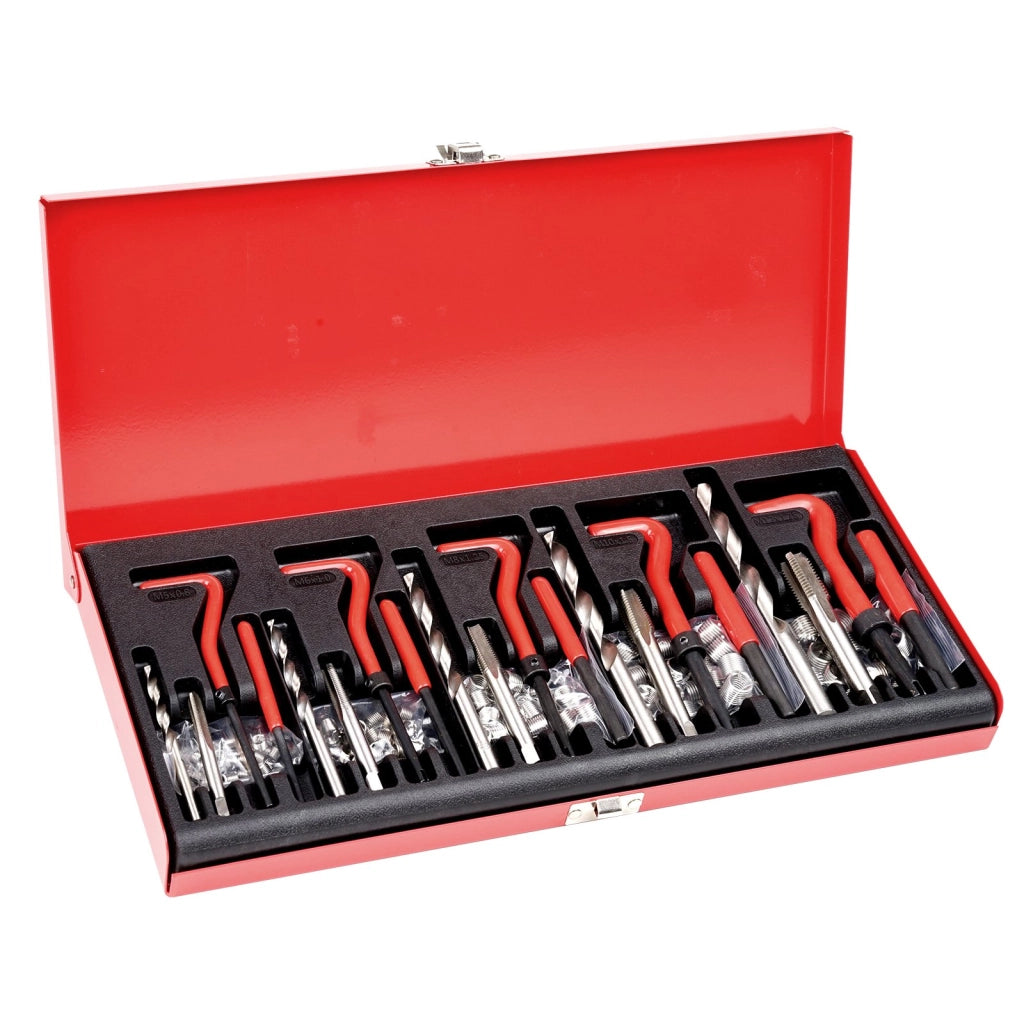 Kit Riparazione Filetti Metrici XRGZ166 166 Pezzi M5 M6 M8 M10 M12 in Acciaio HSS Set Elicoidale per Officina e Fai da Te