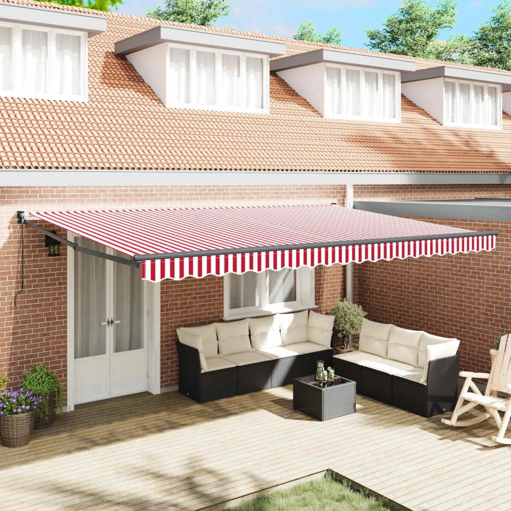Tenda da Sole Rosso e Bianco 500 × 300 cm Poliestere e Metallo 3331271
