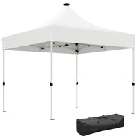 Gazebo da Giardino Pop Up 300x300x340 cm con Luci LED Solari e Altezza Regolabile Bianco