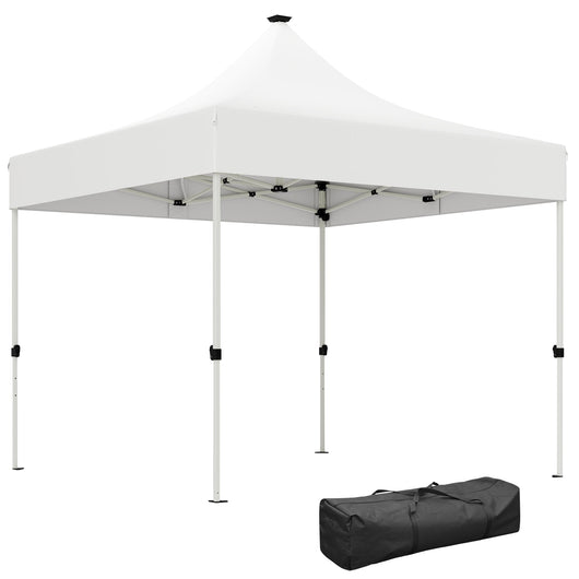 Gazebo da Giardino Pop Up 300x300x340 cm con Luci LED Solari e Altezza Regolabile Bianco
