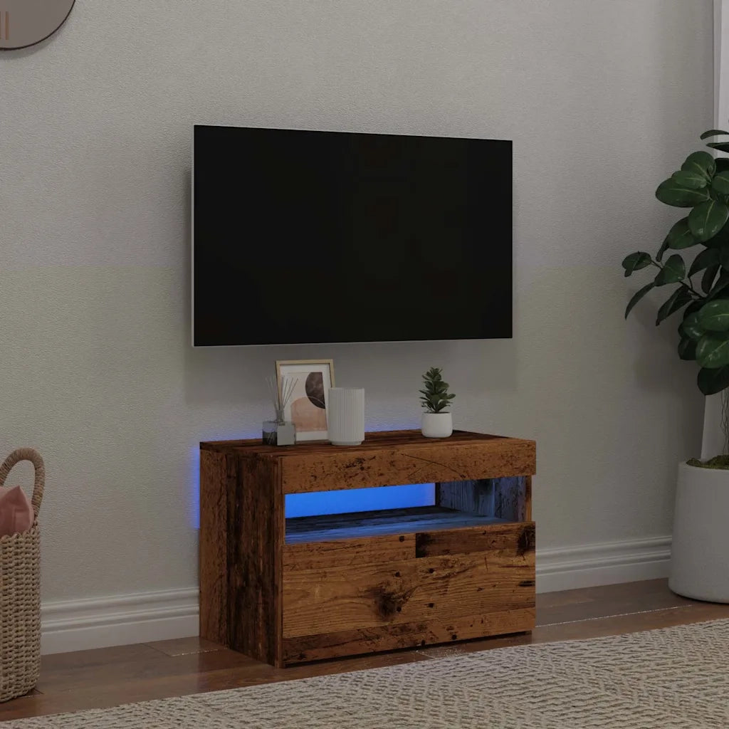 Mobile TV | Armadietto TV | Mobile Porta TV con LED Legno Antico 60x35x40 cm Multistrato