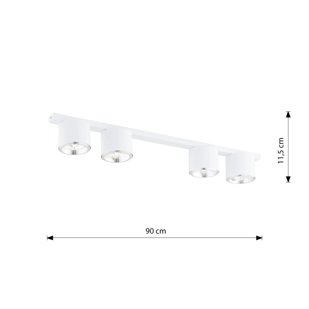 Plafoniera barra bianca 90 cm 4 spot ES111 Emibig