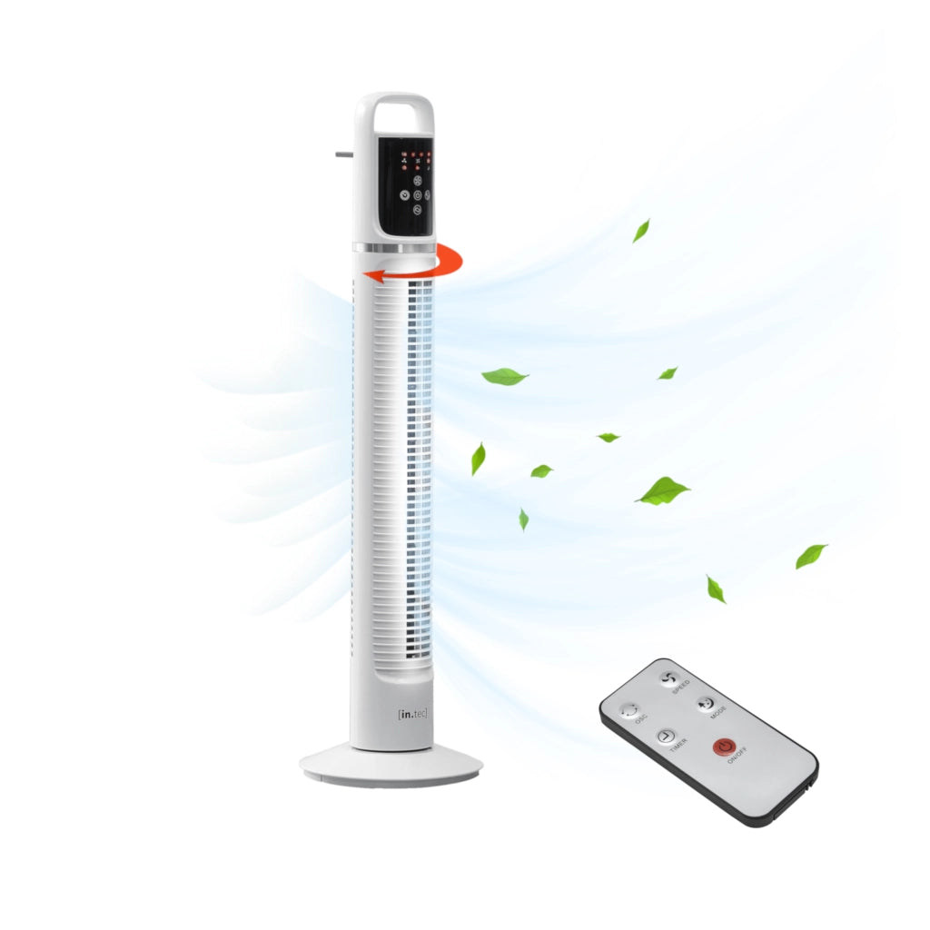 Ventilatore a Torre 82 cm con Telecomando e Timer Modalitá Oscillante Motore da 40W - Bianco