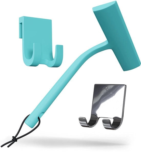 Set di pulizia doccia in silicone blu marino - 23 cm l'aspirapolvere per doccia SENZA perforazione - adatto anche come aspirapolvere per finestre - Accessori da bagno extra resistenti con nucleo in acciaio inossidabile