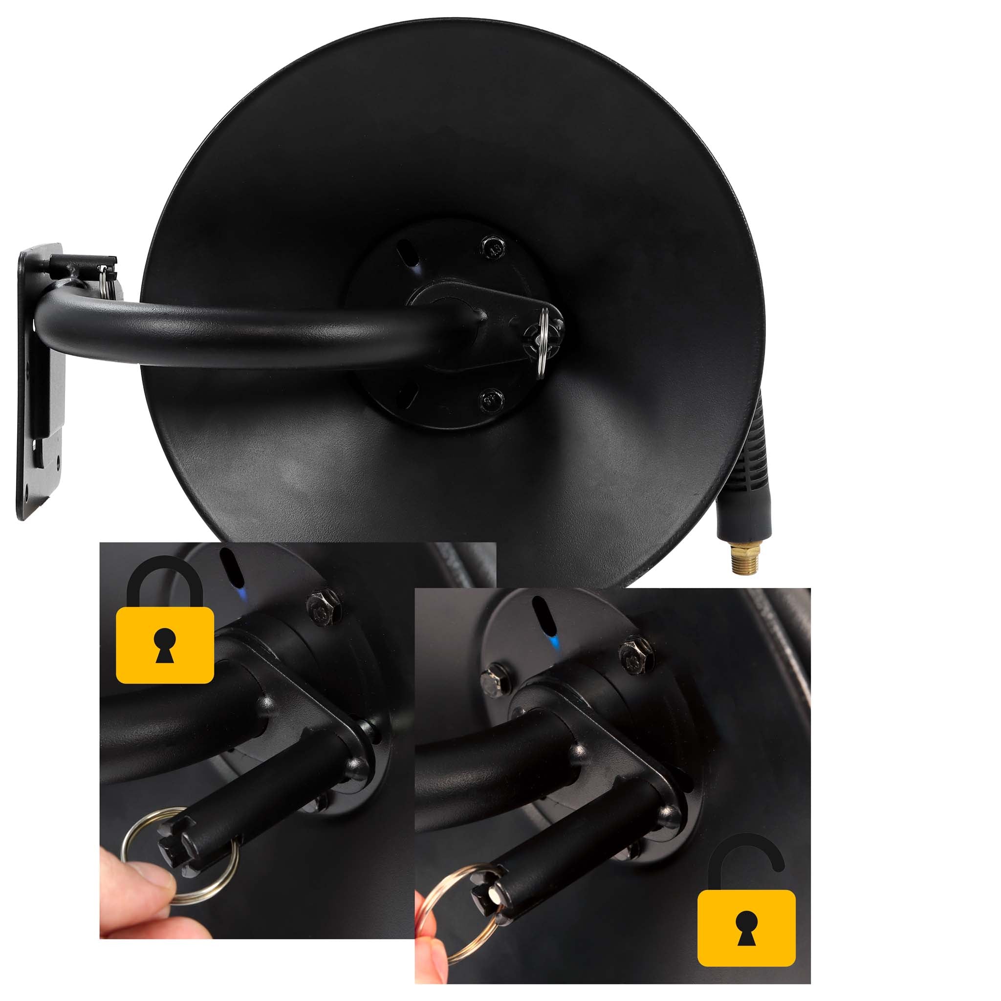 Avvolgitubo per aria compressa 15 m, avvolgitubo manuale in acciaio, per 20 bar, facile montaggio