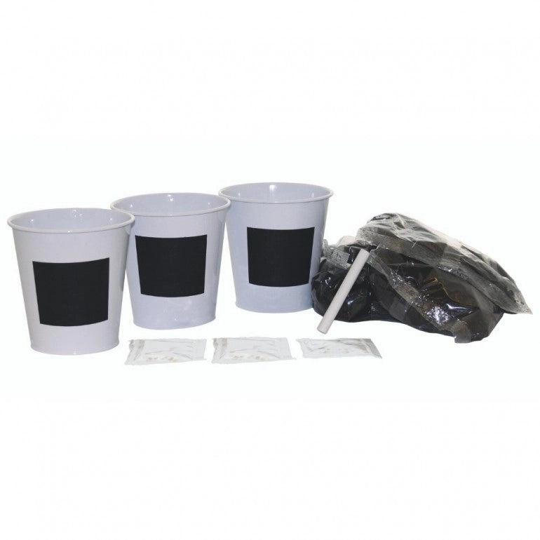 Kit Coltivazione di Basilico, Prezzemolo e Erba Cipollina, con vasi, terriccio e semi