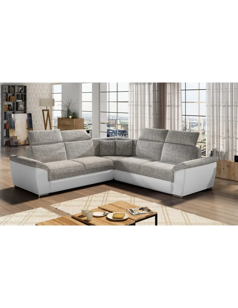 Divano ad angolo FREDERICO Grigio convertibile con contenitore 266x266cm