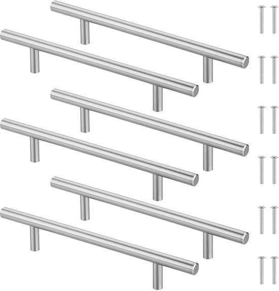 Maniglie in Acciaio Inossidabile di Alta Qualità - 6 Pezzi - Maniglie per Mobili - Maniglie per Cucina - Maniglie per Porta - Installazione Facile 200mm
