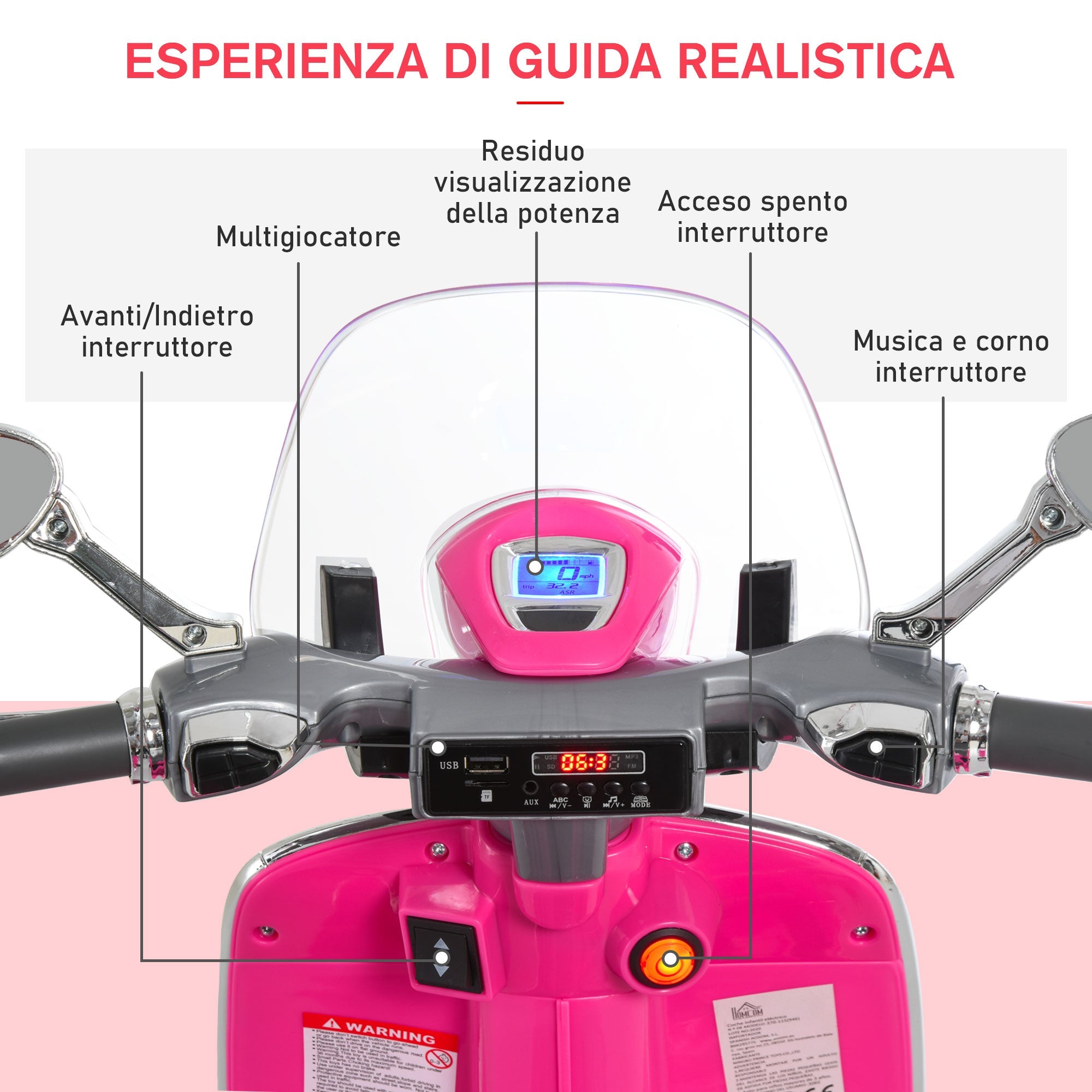 Piaggio Vespa 946 Elettrica 12V per Bambini Rosa