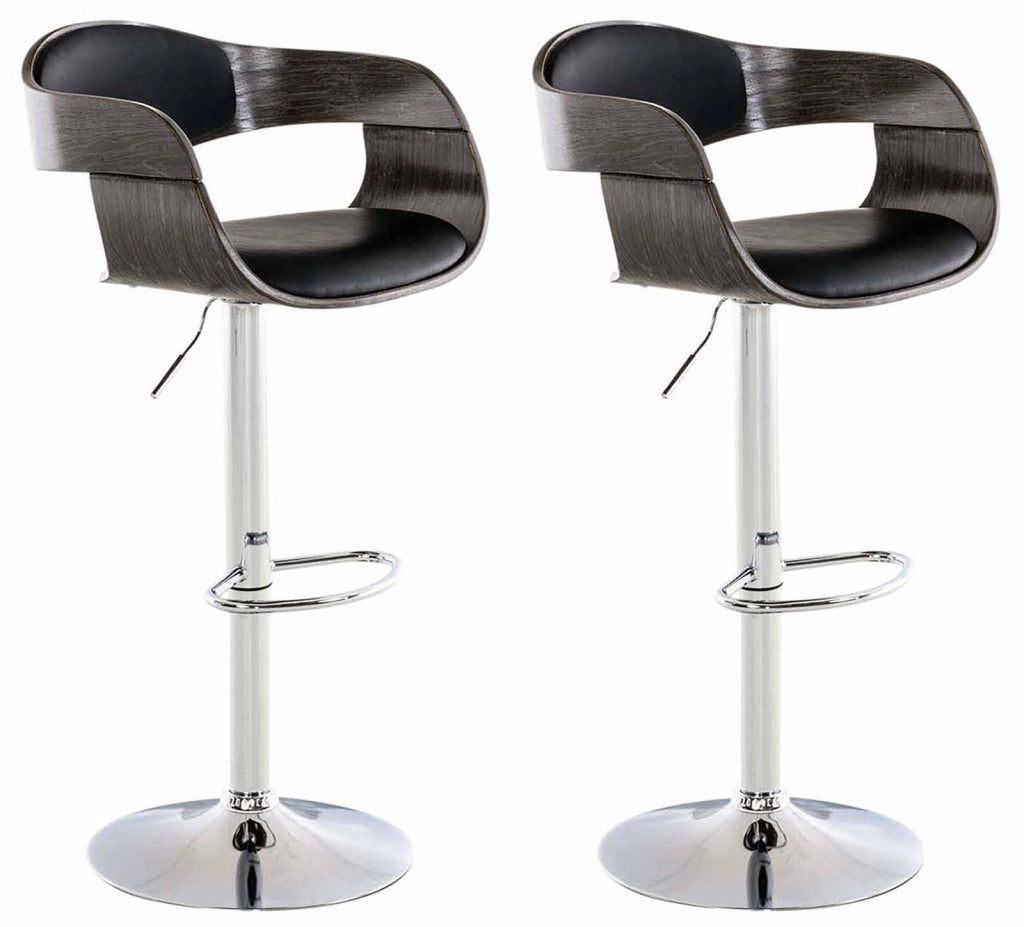 Set 2 Sgabelli Rйtro KINGSTON in similpelle nero/grigio