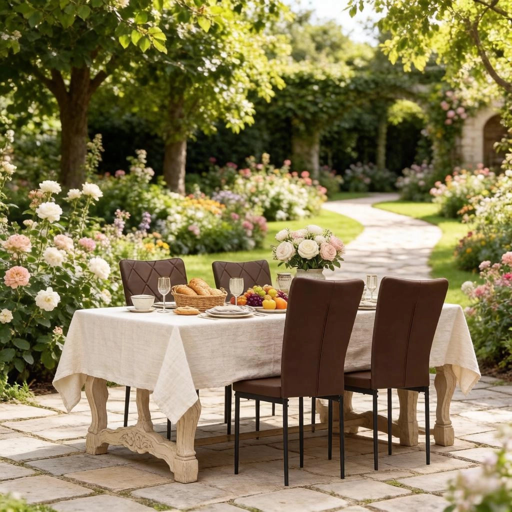 SEDIA da pranzo ergonomica 42 x 94,5 x 59 cm pelle sintetica marrone scuro Set 4 pezzi