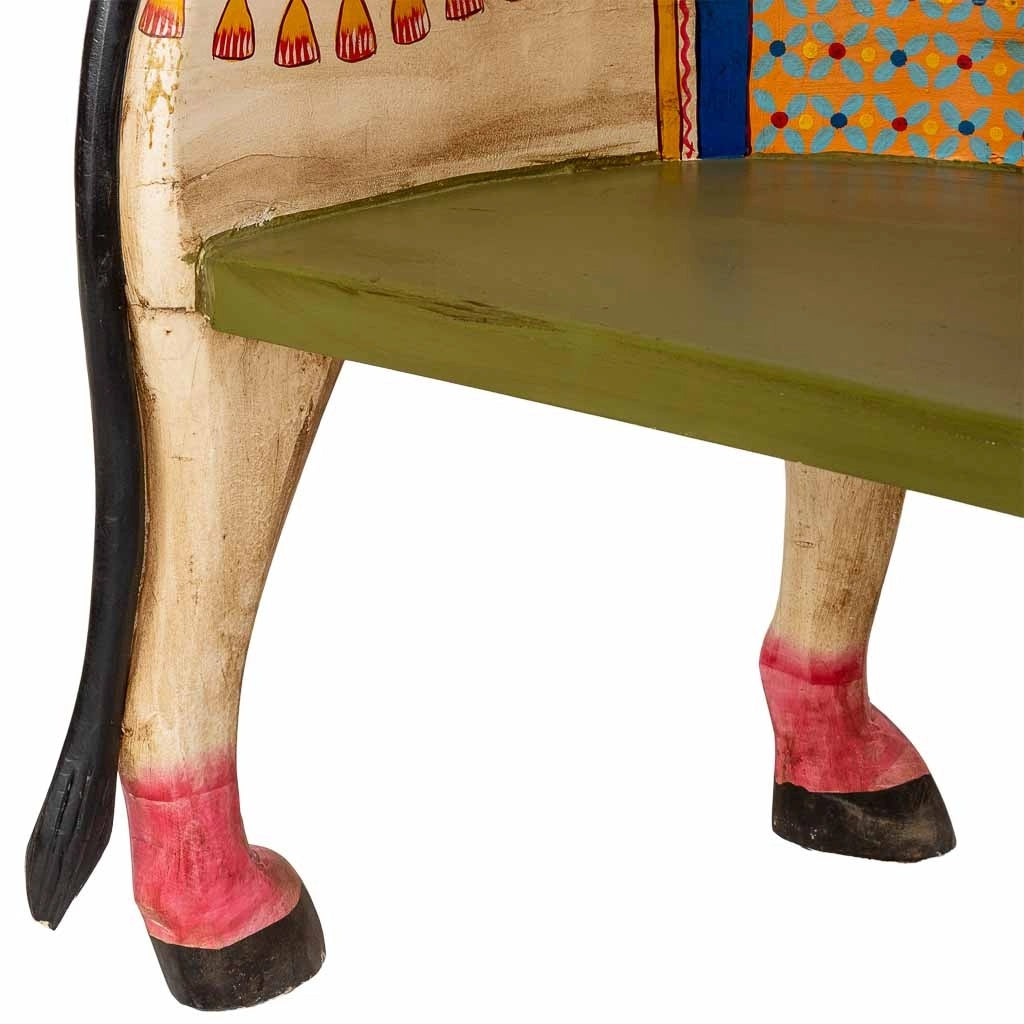 Panca artigianale in legno multicolore, 93x69x98h cm
