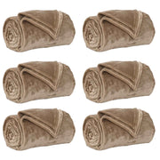 Coperte da Pile 6 pz Cammello 240 x 270 cm Panno