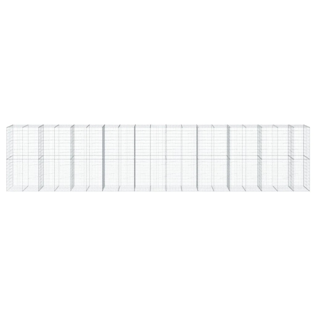 Gabbione recinto a gabbia muro di contenimento con coperchio 950 x 100 x 200 cm ferro zincato argento 02_0040218