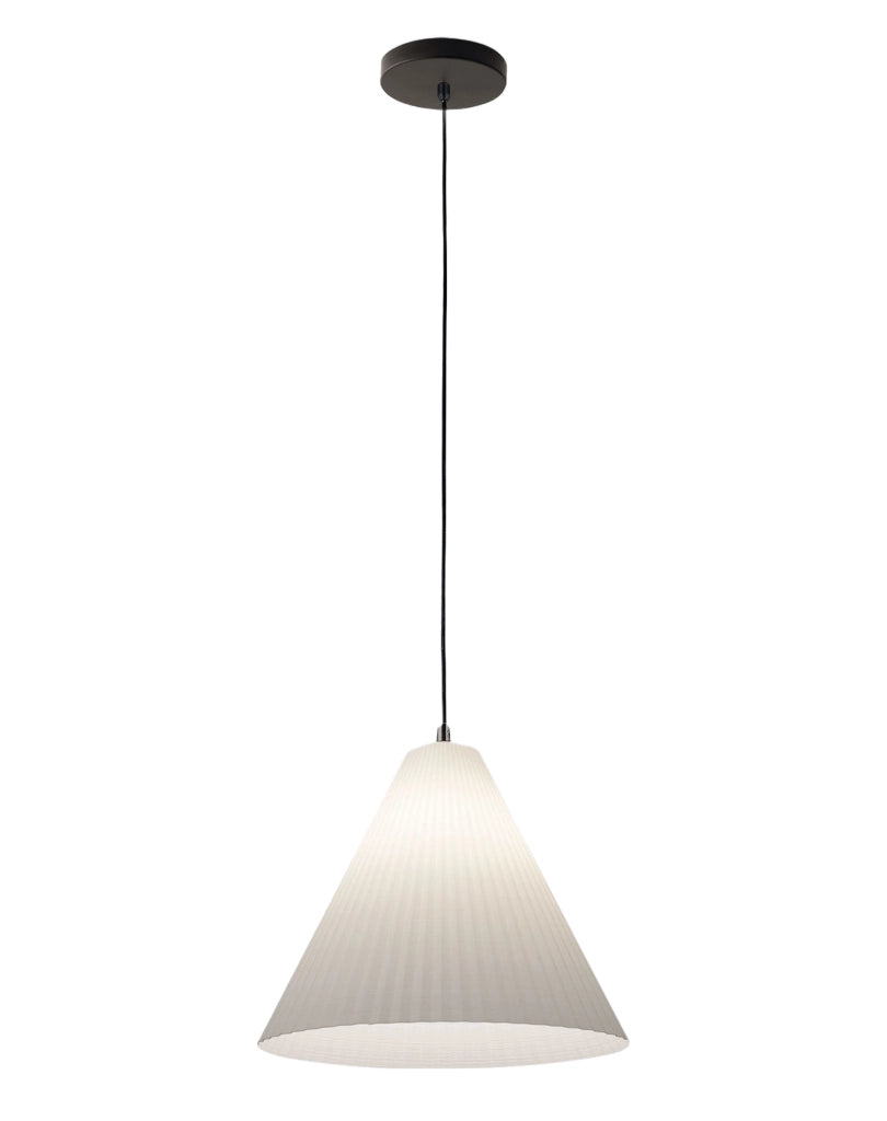 Lampada a Sospensione Cone, Struttura in Metallo e Plastica Vegetale, Attacco E27, IP20, Colore Bianco, Diametro 315mm - Design Moderno
