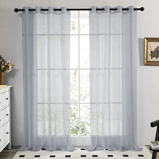 Vetrata a Tende - Vetrata - 140x138 - Grigio Scuro - 2 pezzi