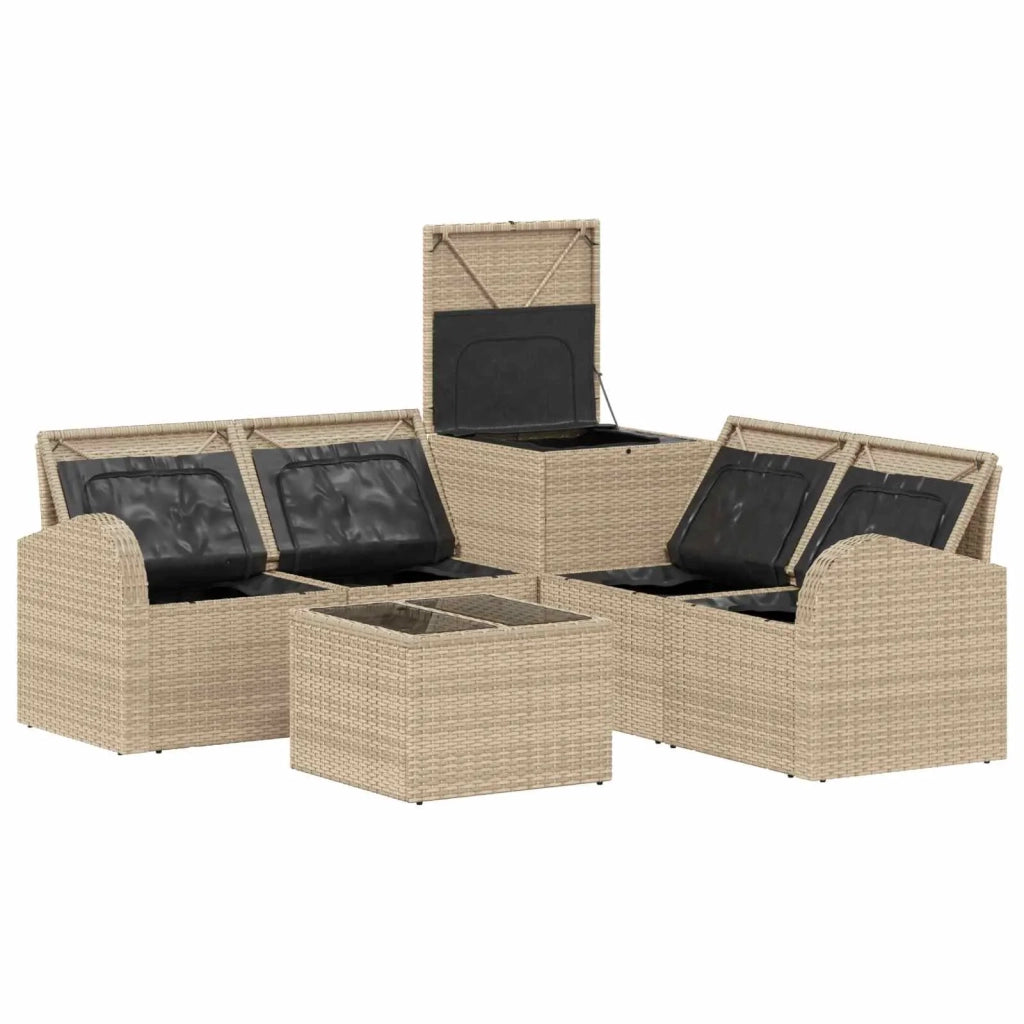Set di divani 6 pz Beige e Bianco Crema 3447198