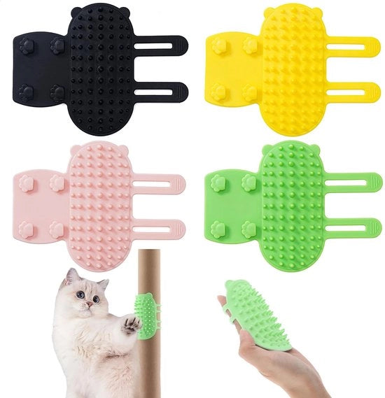 Spazzolino per cani in silicone con angolo di massaggio - auto pulente - adatto per capelli lunghi/corti - miglioramento del flusso sanguigno - cura confortevole