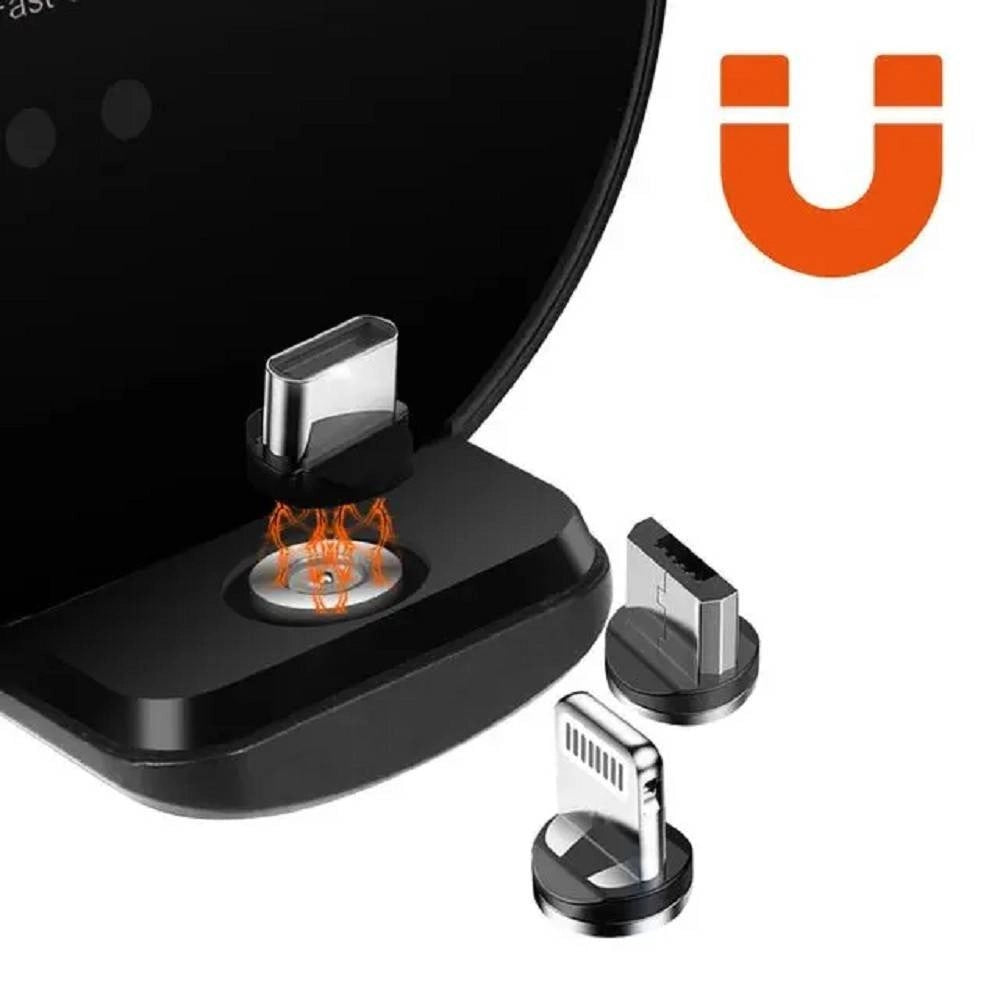 Trade Shop - Set Caricabatteria Wireless Per Auto 15w Smartphone 3 Connettori Magnetici Jjt963 -