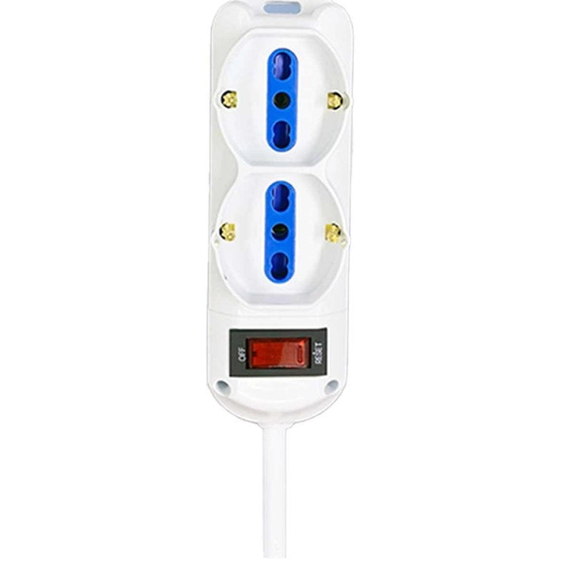 Multipresa Ciabatta Elettrica a 6 Posti 4 Prese 10A/16A + 2 Presa 10A/16A Bipasso Schuko con Interruttore e Spina 10A Cavo 1.5m Bianco
