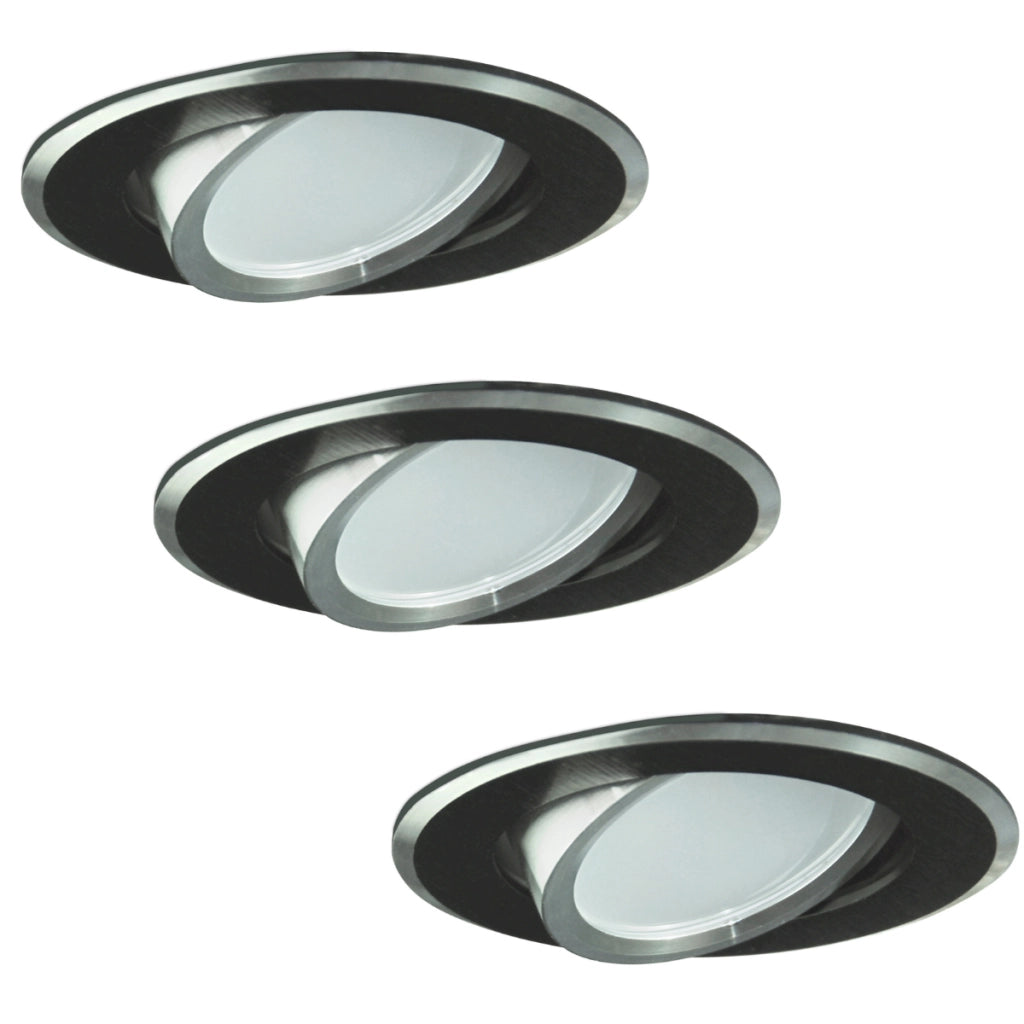 Set 3 faretti LED incasso tondi neri GU10 Polux OLAL