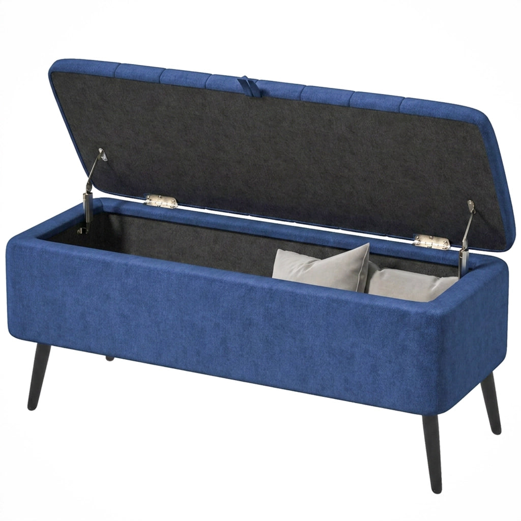 Panca Pouf Contenitore Imbottito ¨C zephmum ¨C Blu Scuro 102x40x44 cm