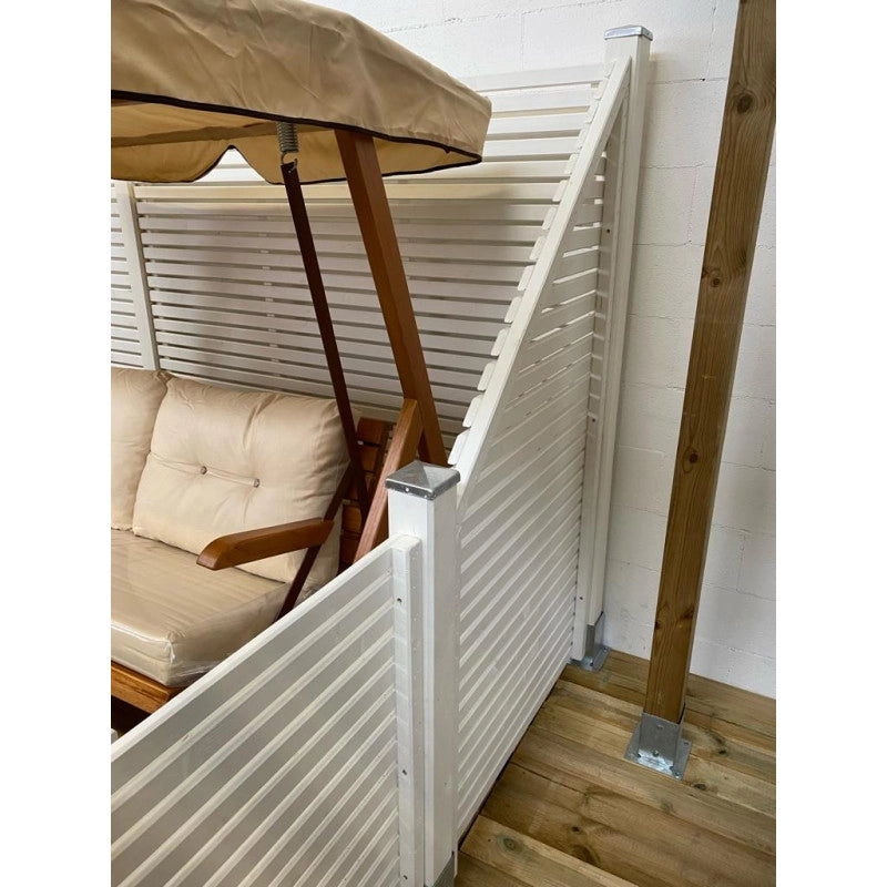 Frangivista in legno bianco 4 pezzi totali, pannelli 180x170 cm per privacy giardino e terrazzo - Esterni da Vivere