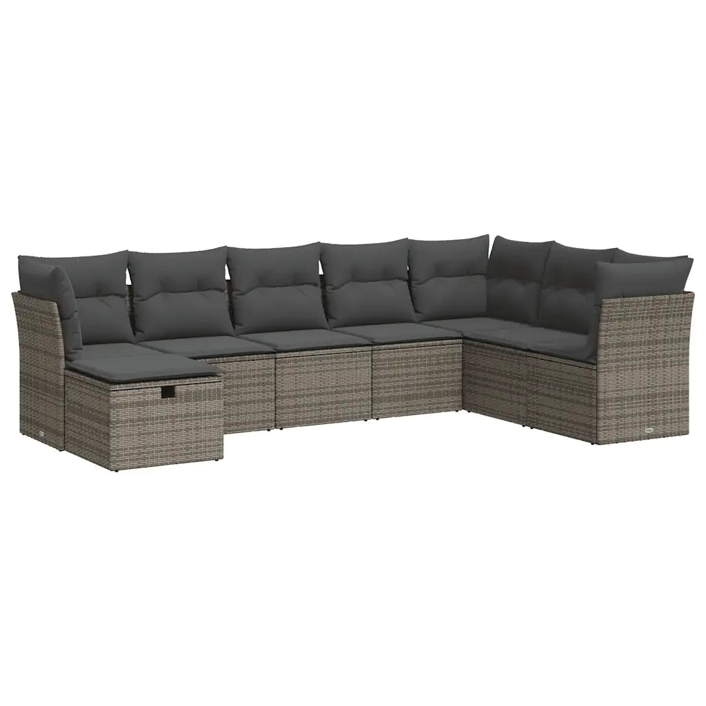 vidaXL Set Divano da Giardino 8 pz con Cuscini Grigio in Polyrattan
