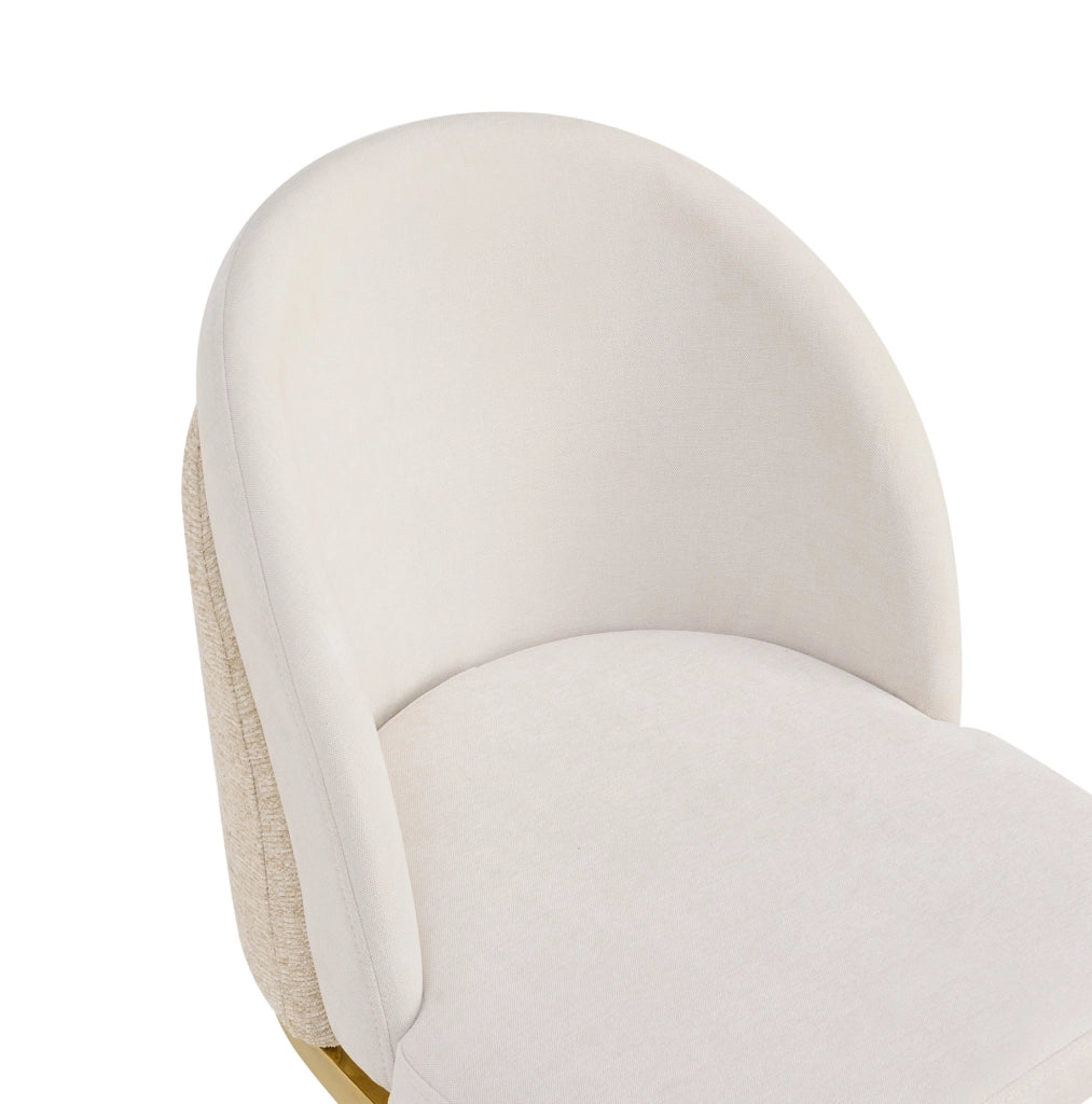 Set di 2 sedie da pranzo in ciniglia beige e oro