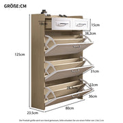 Scarpiere in legno girevole - Xylo - 80x23.5x125cm - 3 ante + 2 cassetti