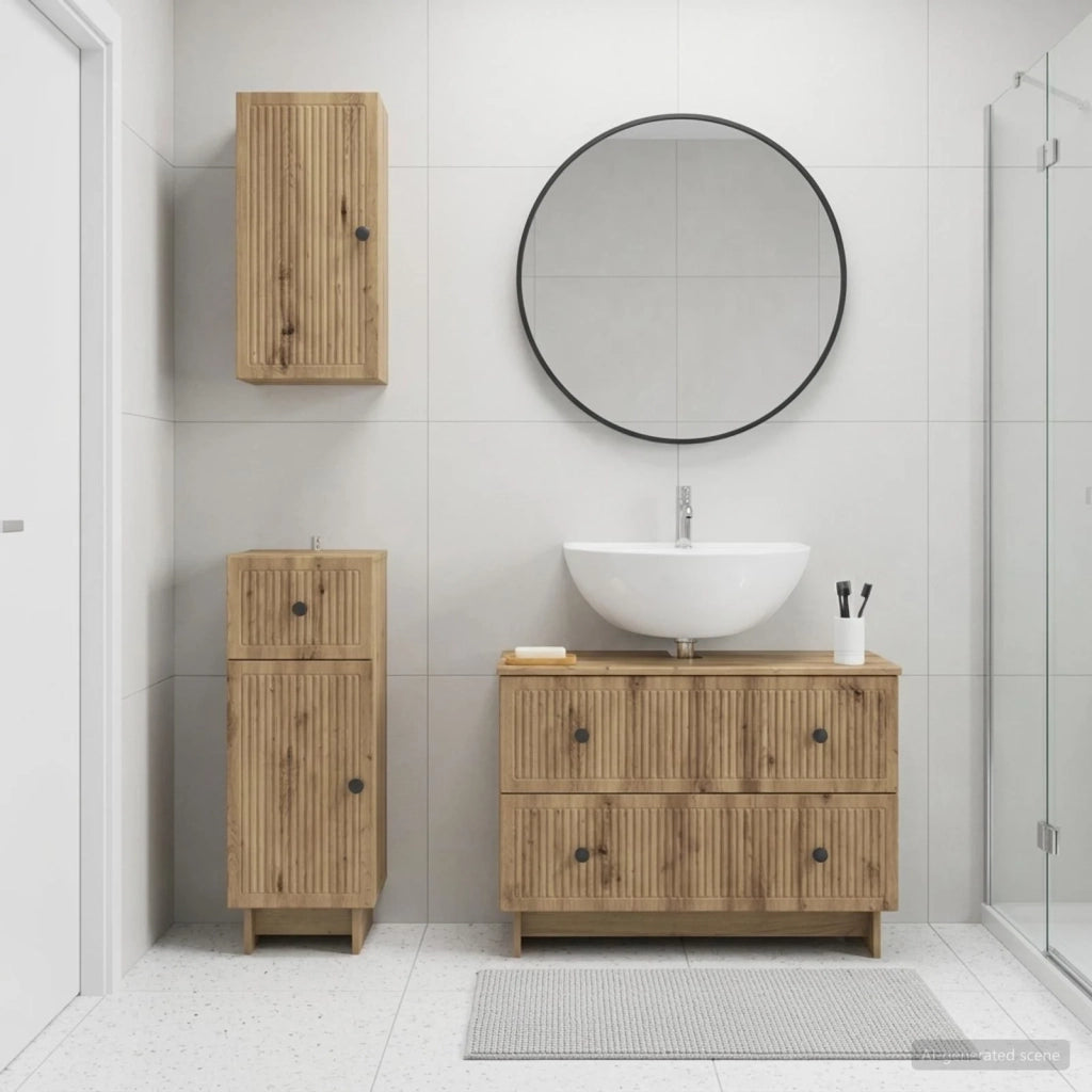 Set di armadietti da bagno in 3 pezzi EDE Rovere Artigianale 3417746