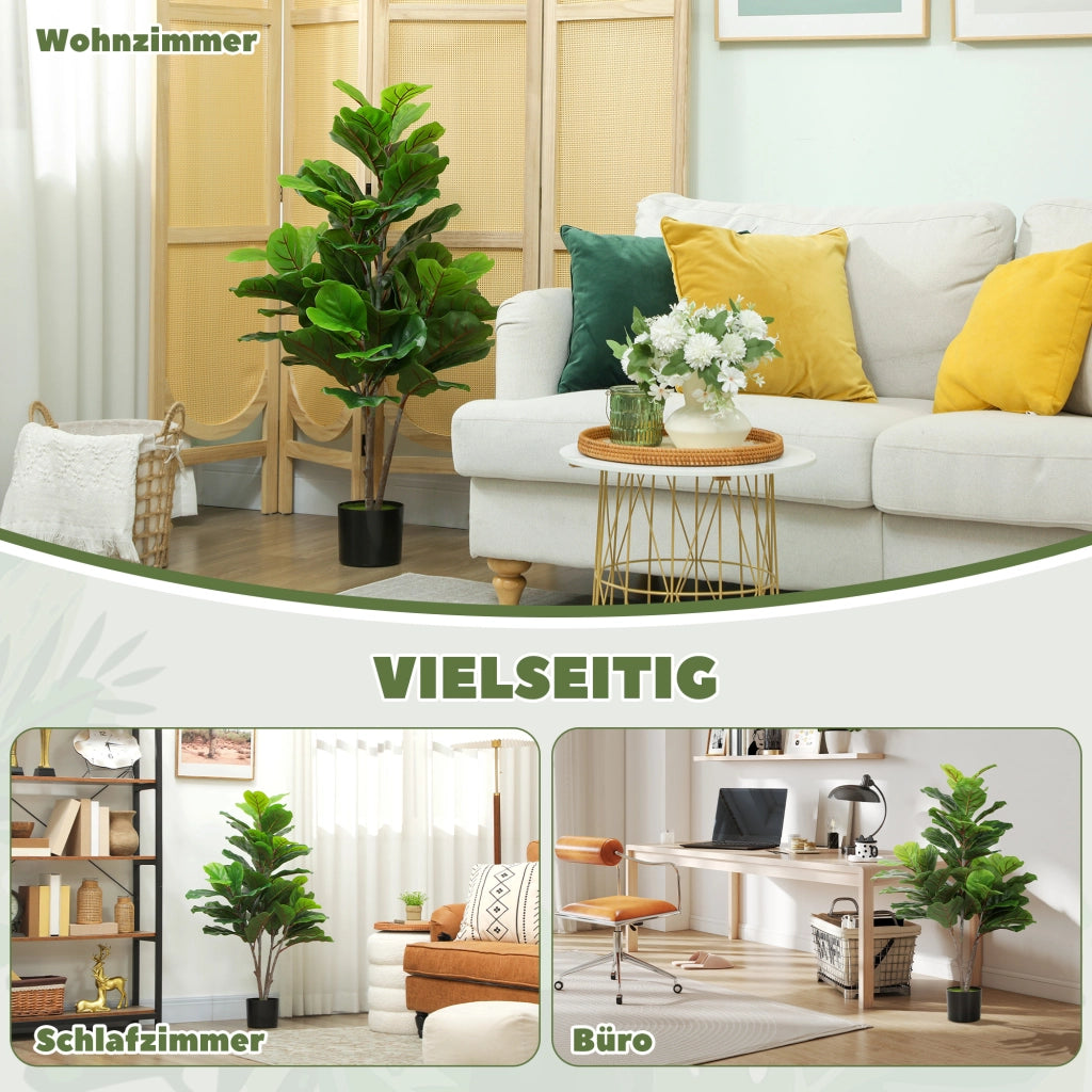 Ficus Lyrata artificiale 110cm ¨C zephmum ¨C pianta finta in vaso decorazione