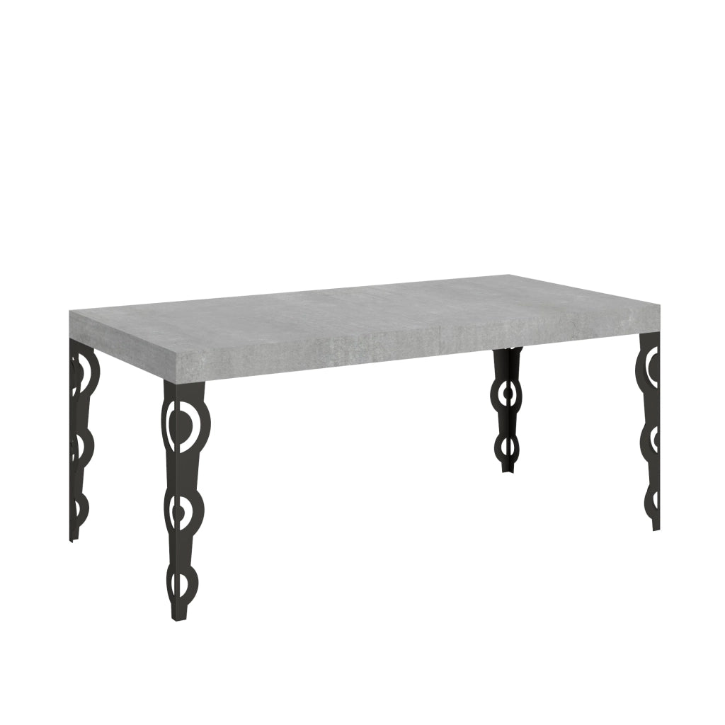 Tavolo Allungabile 200-304x90x77 cm Karamay Cemento Telaio Antracite