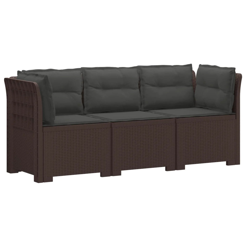 Divano da esterno-Divano da Giardino 3 posti con cuscini in look rattan PP 669940